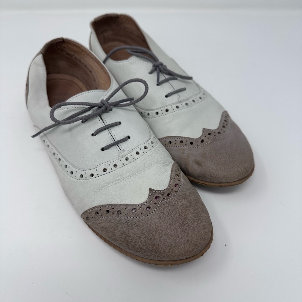 Two-Tone Leather Flats